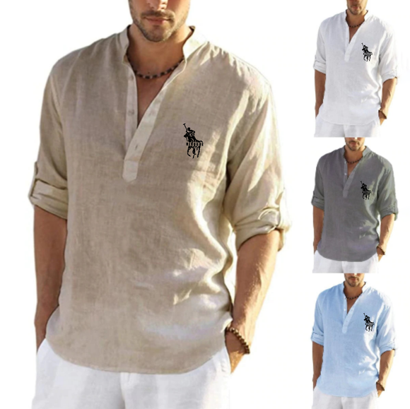 Men Solid Color Cotton Linen Shirts