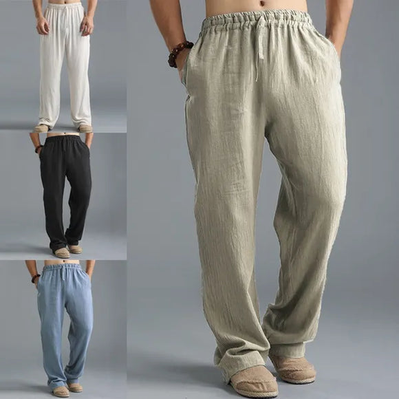 Men Linen Loose Elastic Pants