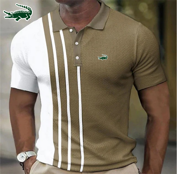 New Men Solid Color Striped T-shirt