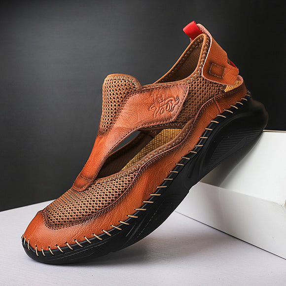 Men Slippers Breathable Leather Shoes