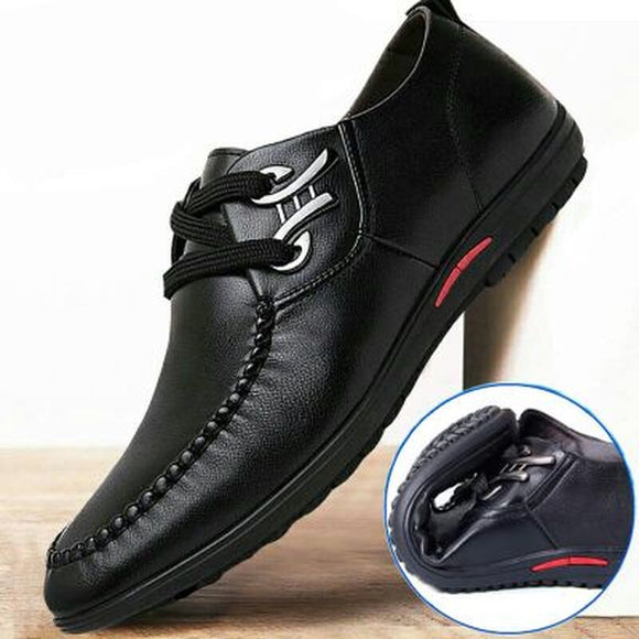 Men Lace-up Leather Business Loafers