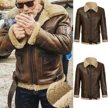 Men Lamb Wool Lined Leather Parka ( 💥 $10 OFF OVER $89 🛒)