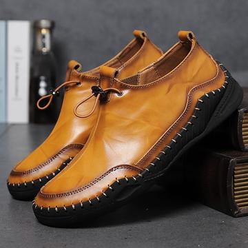 Men Leather Driving Flats Shoes