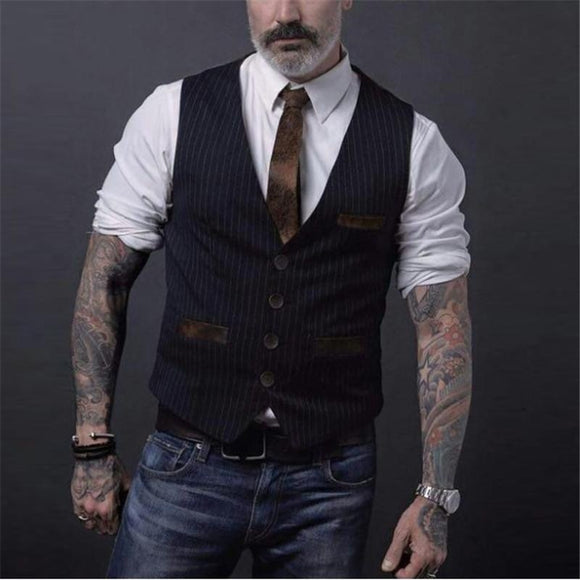 Striped Black Suit Vest Men's Jacket ( 💥Over $89+ ,Code SAVE10🛒)