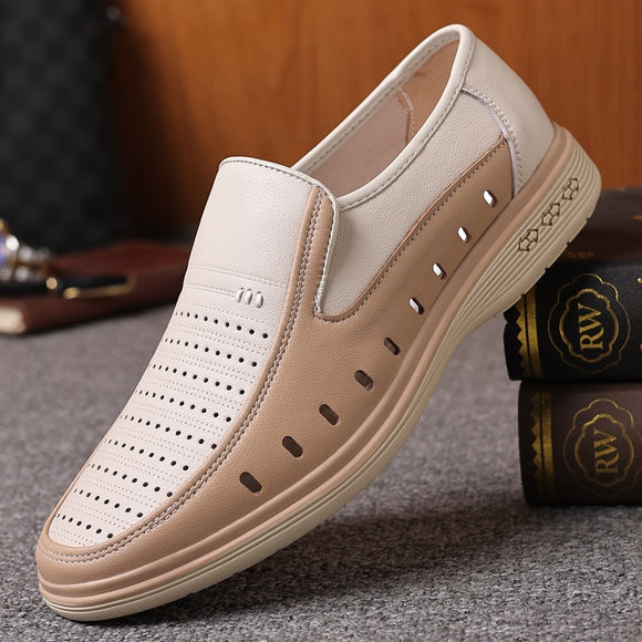 Men Leather Casual Flats Driving Shoes