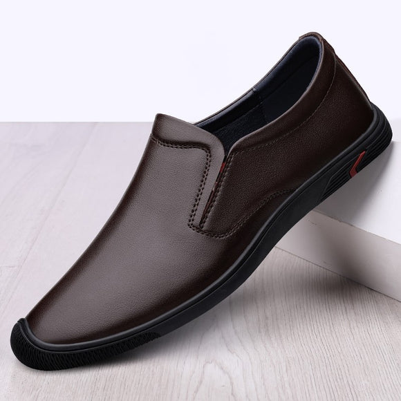 Men Head Leather Soft Anti-slip Loafers