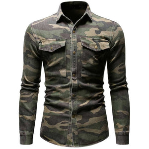 Men Camouflage Long-sleeved Denim Shirt ( 💥Over $99+ ,Code SAVE10🛒)