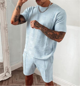 Men Cotton Short Sleeve Shirt Shorts 2 Pcs Set( 💥Over $89+ ,Code SAVE10🛒)