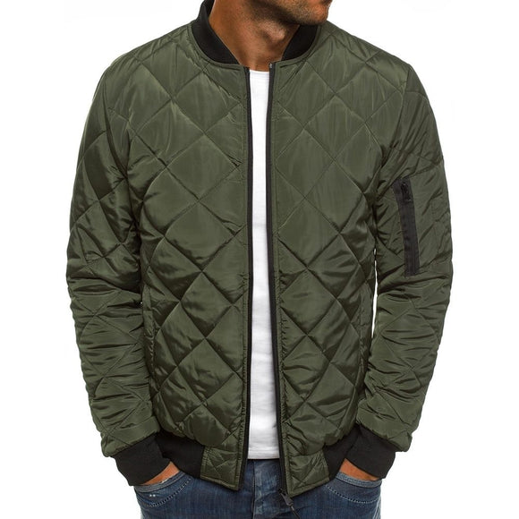 Men Cotton-padded Solid Color Jackets
