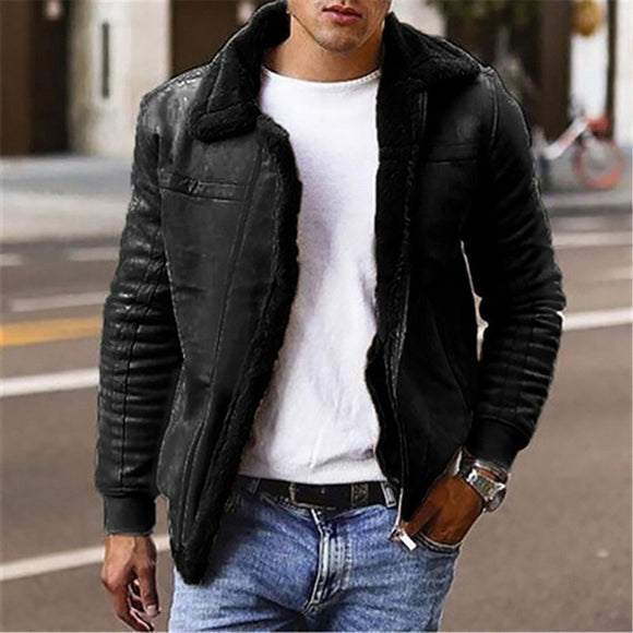 Men Fleece Lined Faux Leather Jackets