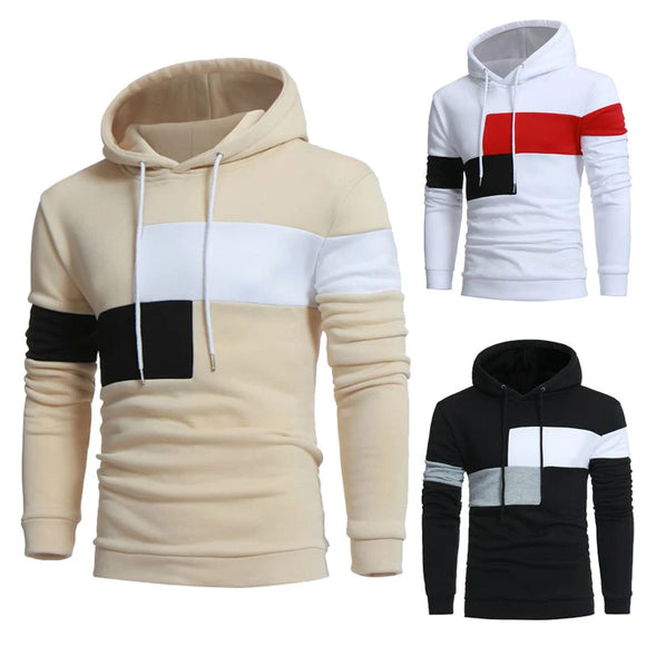 Men's Patchwork Casual Hooded