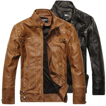 Men Leather Windproof Jacket