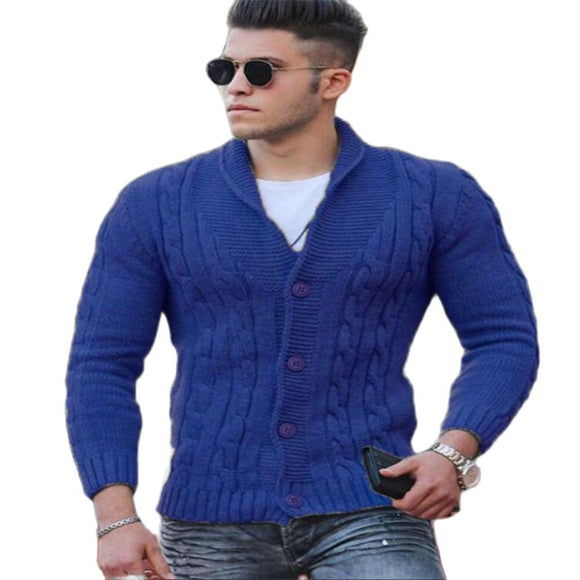Men Turn-Down Collar Sweater