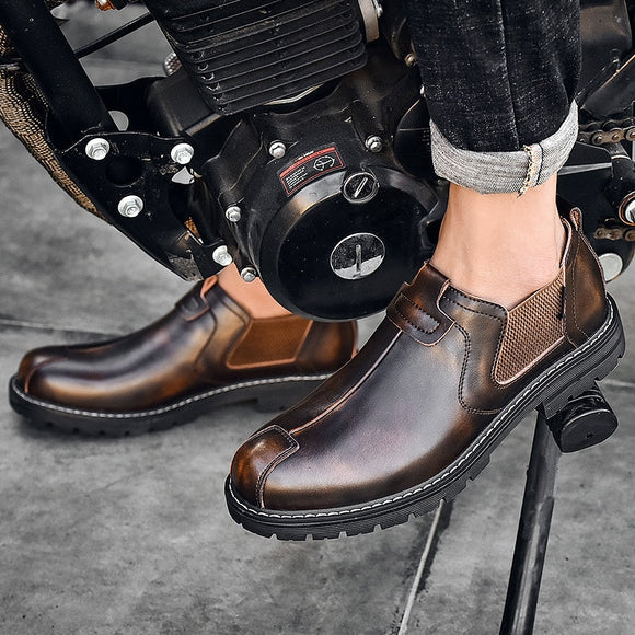 Men Casual Split Leather Flats Shoes