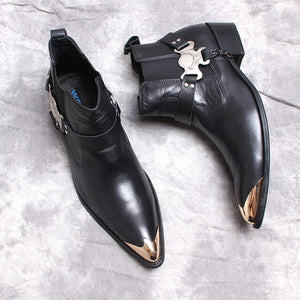 Men Genuine Cow Leather Chelsea Boots