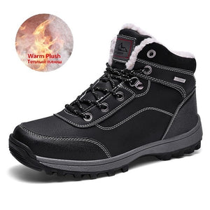 Men Warm Plush Waterproof Leather Ankle Boots