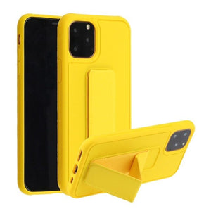 Candy Color Magnetic Holder Phone Case For iPhone 12 Soft Silicone Anti Shock Wristband Cover