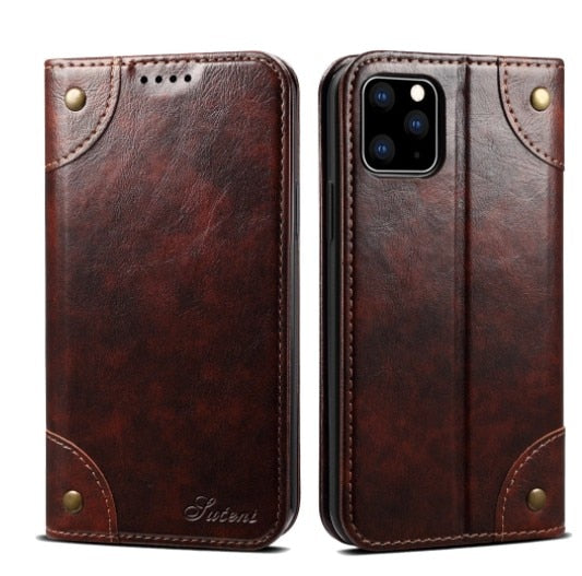 Classic Wallet Flip Leather Case For iPhone 11 12 Pro Magnetic Book Flip Phone Case Cover