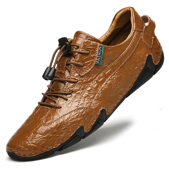 Men Leather Splice Lace Up Oxford Shoes