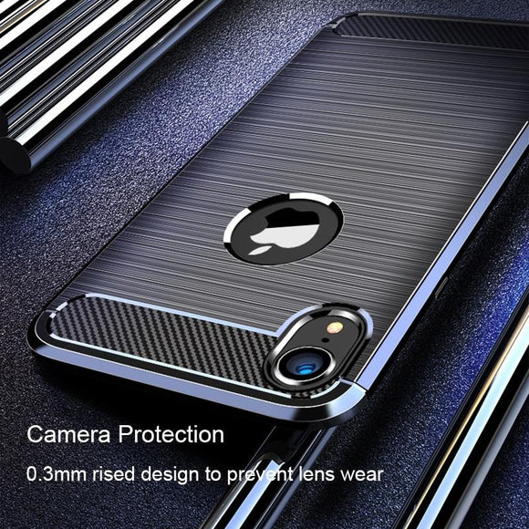 Heavy Duty Anti-knock Shockproof Silicone Carbon Fiber Phone Case For iPhone X/XS/XSMax
