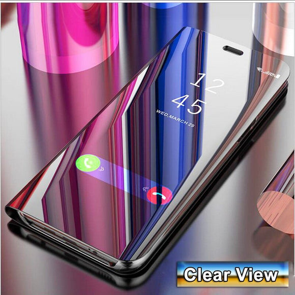 Flip Wallet Clear Phone Case For iphone XS MAX XS X Slim Smart Mirror View Stand Holder Cover For iPhone 6 6S 7 Plus