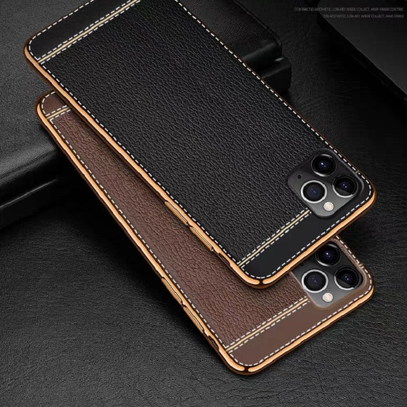 Soft Silicone plating Leather Case for iPhone 11 Pro Max