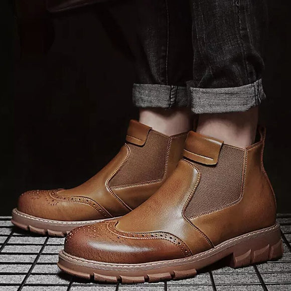 Genuine Leather Chelsea Ankle Snow Boots