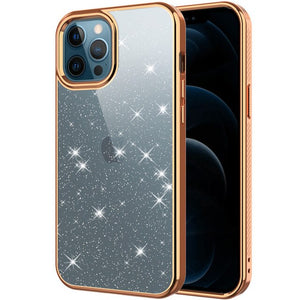 Glitter Plating Transparent Phone Case For iPhone 12 Pro Max Mini Slim Shockproof Bumper Hard Cover