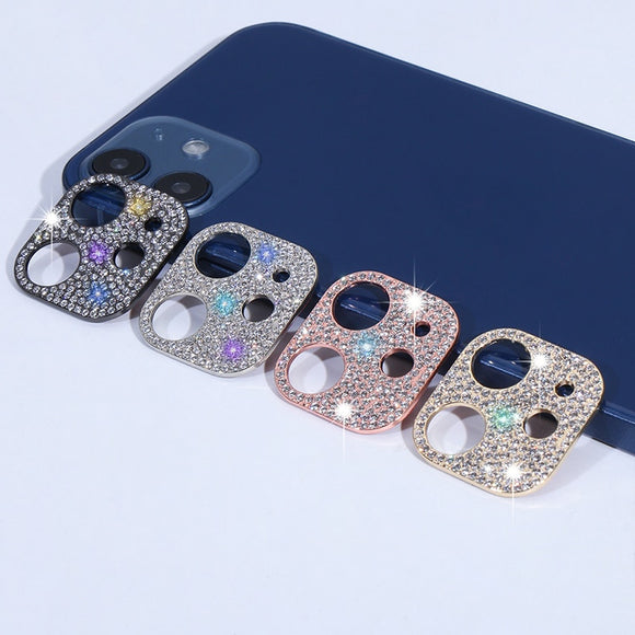 Glitter Rhinestone Protector Camera Lens Protection For iPhone XS 11 12 Pro Max Mini Full Cover Bling Diamond Protective Ring