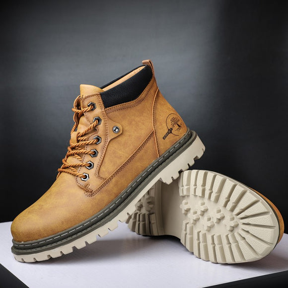 Men Leather Winter Warm Ankle Boots