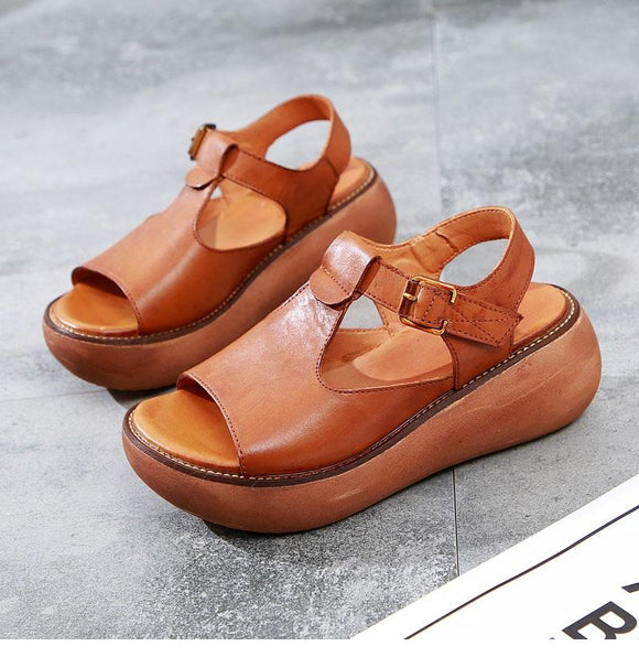 Genuine Leather Handmade Platform Sandals ( 💥Over $89+ ,Code SAVE10🛒)