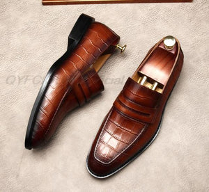 Men Slip On Genuine Leather Business Shoes