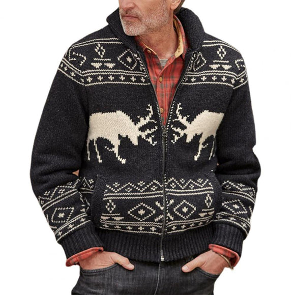 Knitted Elk Pattern Christmas Sweater