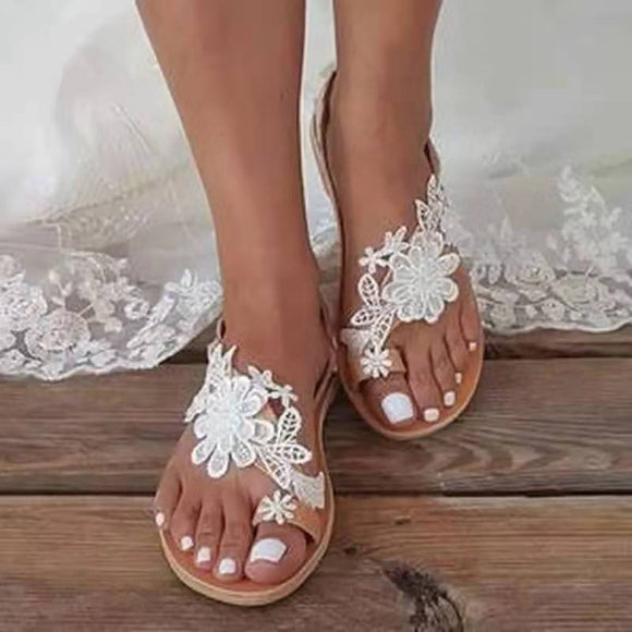 Ladies Lace Flowers Sandals