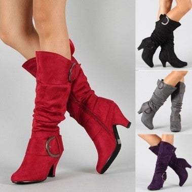 Women Faux Suede Knee High Boots