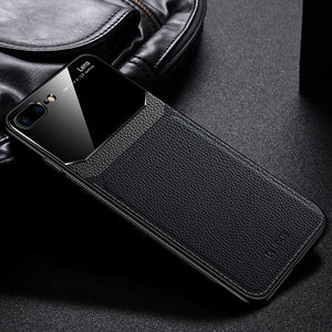 Luxury Retro PU Leather Mirror Glass Silicone Shockproof Cover Case For iPhone X XR XS MAX 8 7 6S 6/Plus