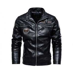 Men Winter Fleece Leather Jacket
