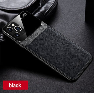 Leather Silicone Shockproof Bumper Case For iPhone 12 Pro Plexglass Protect Lens Back Cover