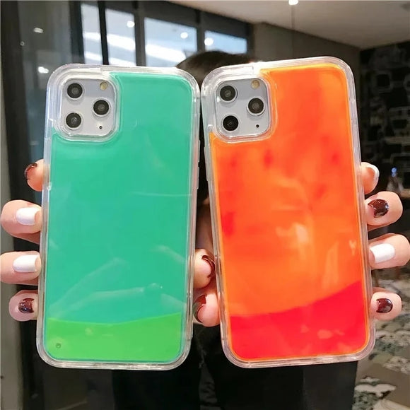 Luminous Neon Sand Case For iPhone 12 Pro Glow In The Dark Liquid Glitter Quicksand Phone Cover