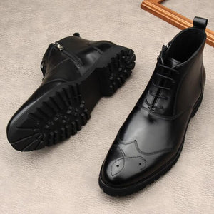 Men Genuine Leather Basic Ankle Boots