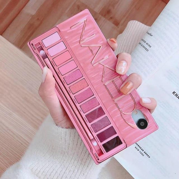 Luxury Square Mesh Red Makeup Eye Shadow Box Shockproof Protective Case For iPhone XS MAX XR X XS 7 8 Plus