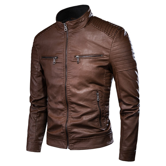 New Causal Vintage Leather Jacket