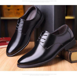 Men Leather Lace-Up Business Shoes