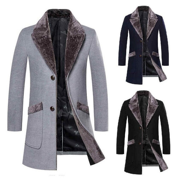 Men Mid-Length Woolen Coat Fashion