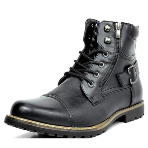 Men Leather Vintage Motorcycle Boots
