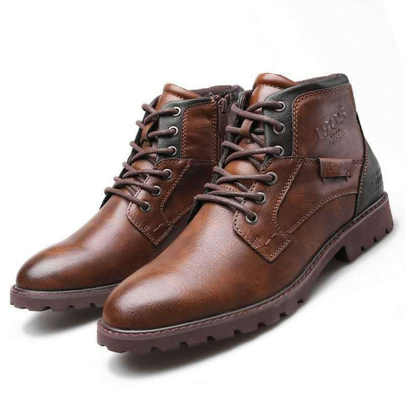 Men Retro Lace Up Casual Ankle Boots