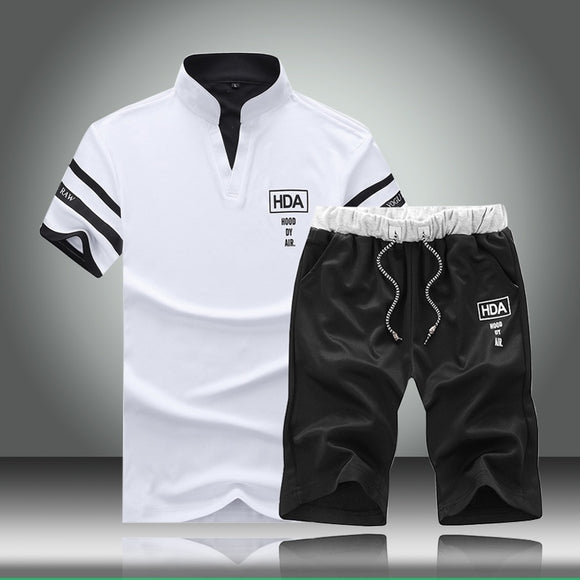 Men T-Shirt Shorts Casual Sports Suit