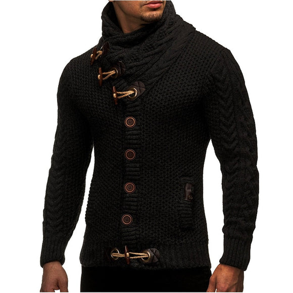 Men Horn Button Thick Wool Sweaters