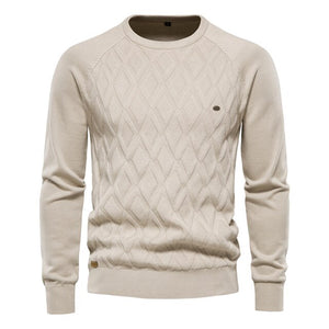 Men Solid Color O-neck Sweaters