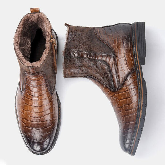 Men Handmade Leather Warm Boots